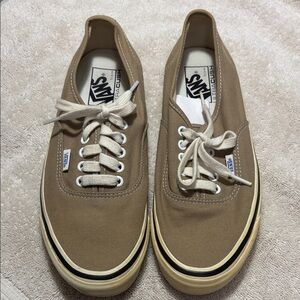 Vans Men Authentic Canvas Sneakers in Brown with White Accents